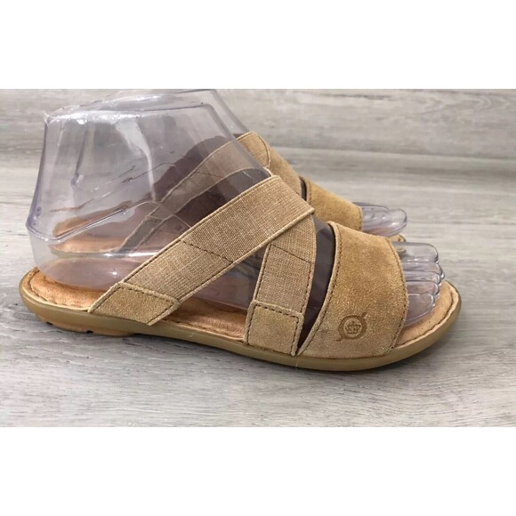 Born Tidore Distressed F18716 Women's US 6M Beige Leather Slip-On Slide Sandal - Picture 1 of 6
